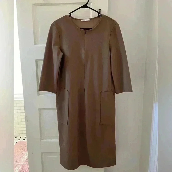 Zara oversized tan modest dress with pockets‎ - Picture 1 of 9
